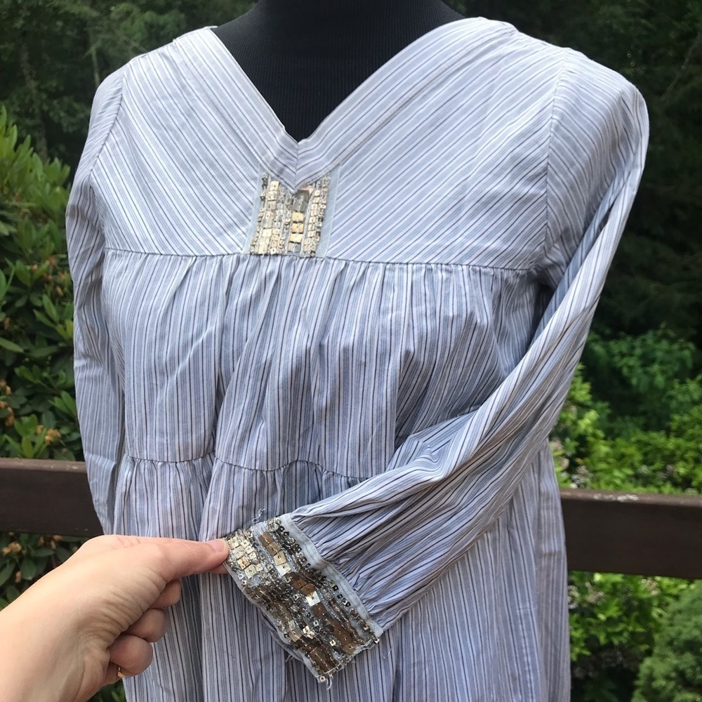 3J Workshop Johnny Was Striped Peasant Shirt Dress
